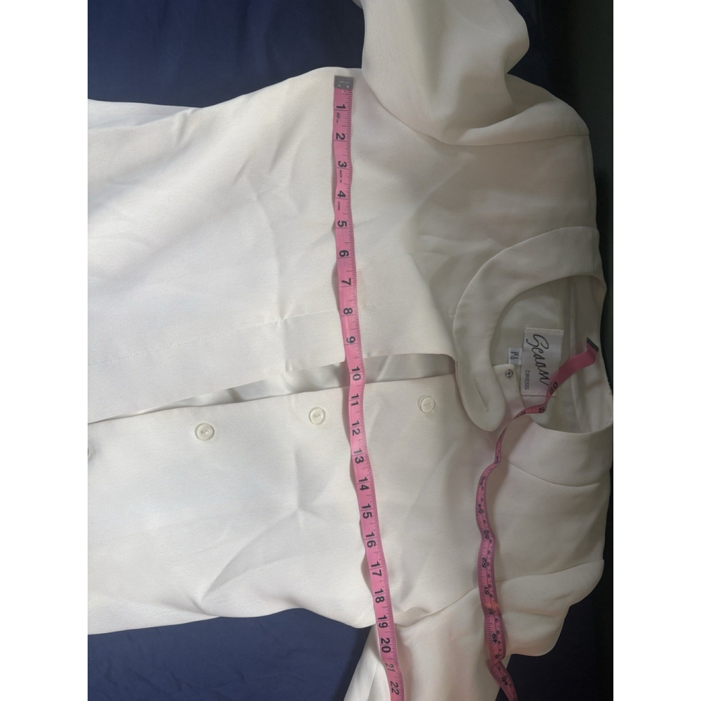 VTG Scaasi Dress Ivory Cream Coat Dress NWT Size 4 Gold Buttons Old Money 90s - Picture 15 of 16